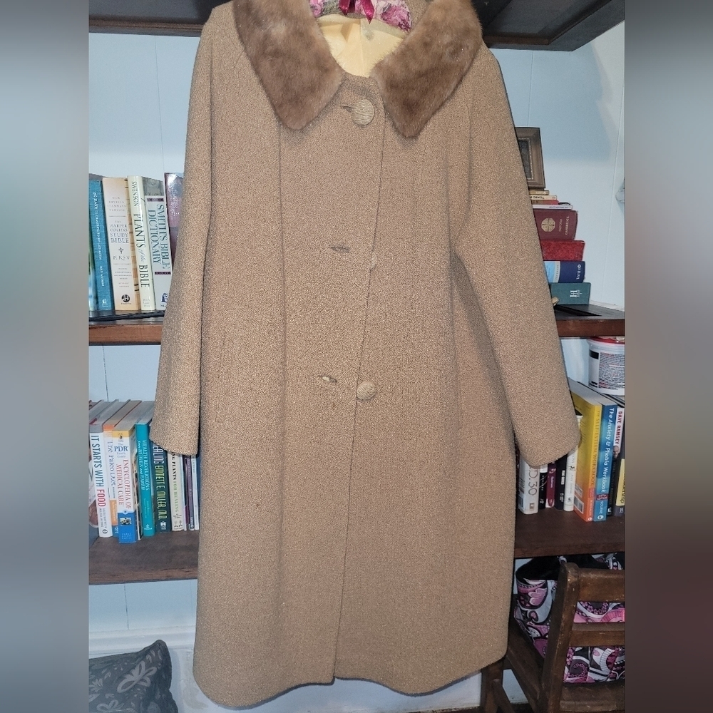 Stevens Hockanum Topaz wool blend pea coat with faux fur collar
